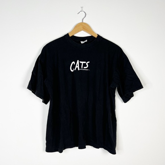Vintage 1981 Cats Andrew Lloyd Webber black tshirt with eyes Size Large - Picture 4 of 8